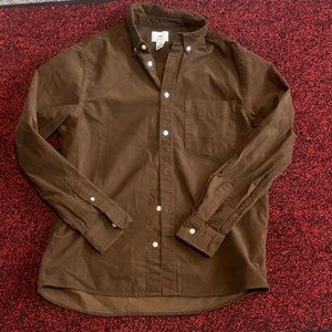 H&M Men's Chocolate Brown Corduroy Button-Down Shirt